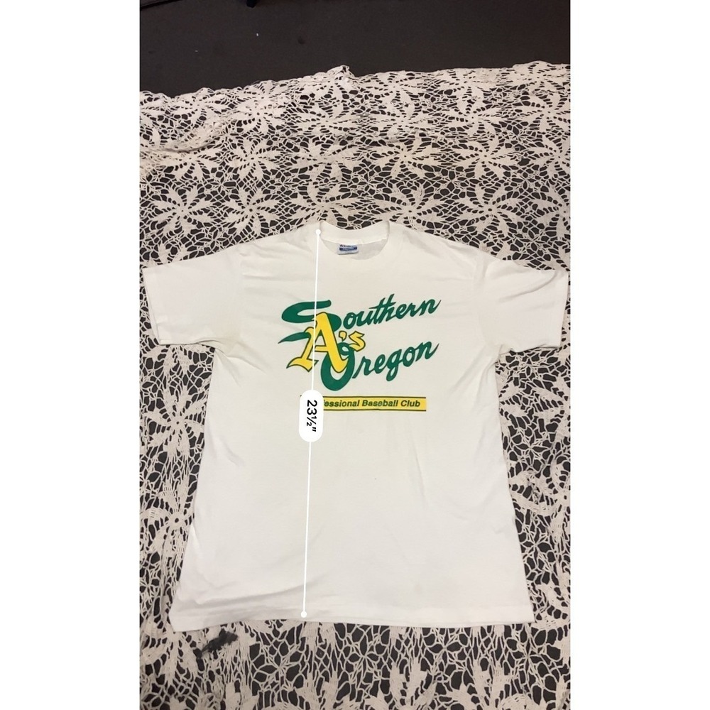 Vintage Hanes Southern Oregon A's Baseball T-Shirt White Mens Large 80s 90s MiLB - Picture 6 of 6